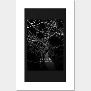 Zurich Switzerland City Map dark Posters and Art